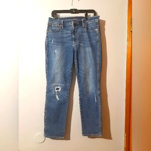J. Crew Wonen's  Distressed Blue Straight Leg Jeans Size 30 Casual Beachy
